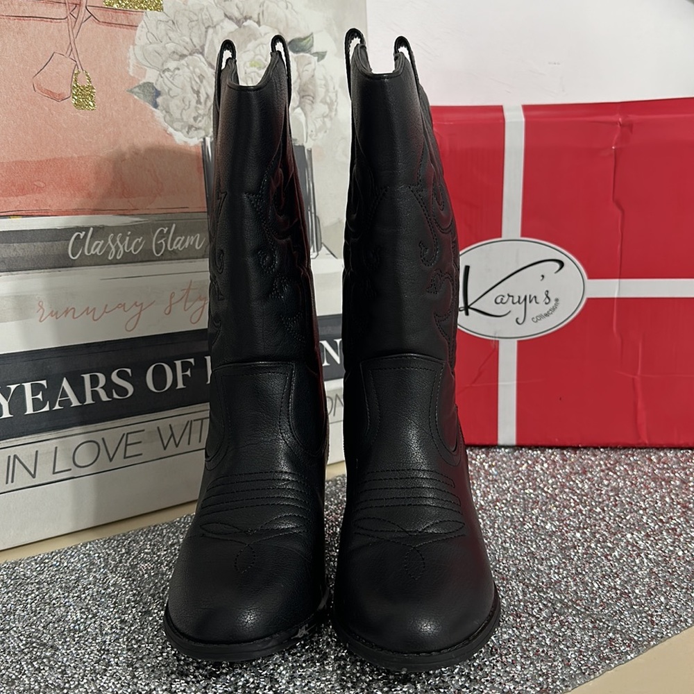 Karyn's Collection Jazamé Style Tex Western Cowboy/Cowgirl Dress Boots 7, Black